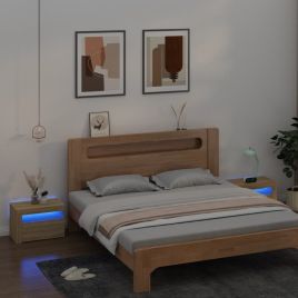 Bedside Cabinets 2 pcs with LEDs Sonoma Oak 60x35x40cm