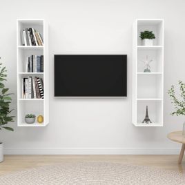 Wall-mounted TV Cabinets 2 pcs White Engineered Wood