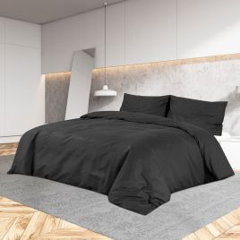 Duvet Cover Set Black 200x220 cm Cotton