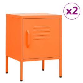 Nightstands 2 pcs Orange 35x35x51cm Steel - Guoxi
