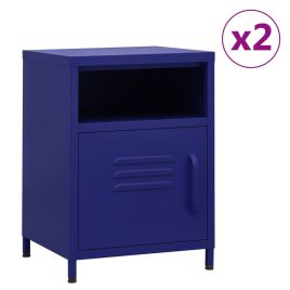 Nightstands 2 pcs Navy Blue 35x35x51cm Steel - Geile