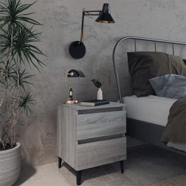 Bed Cabinets with Metal Legs 2 pcs Grey Sonoma 40x35x50cm