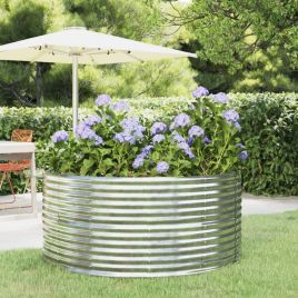 Garden Raised Bed Silver 140x140x68 cm Powder-coated Steel