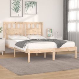 Bed Frame Solid Wood Pine 135x190 cm Double