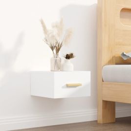 Wall Mounted Bedside Cabinet White 35x35x20cm - Jinlo