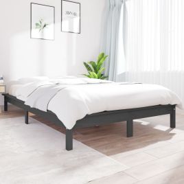 Bed Frame Grey 120x200 cm Solid Wood Pine