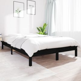 Bed Frame Black 120x200 cm Solid Wood Pine