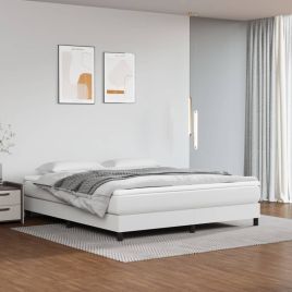 Box Spring Bed Frame White 180x200cm 6FT Super King Faux Leather