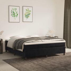 Box Spring Bed Frame Black 180x200cm 6FT Super King Velvet
