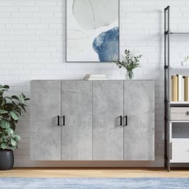 Wall Mounted Cabinets 2 Pieces Concrete Grey 69.5x34x90 cm