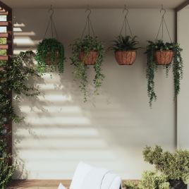 Hanging Planters 4 pcs with Coco Liners Black Ã˜ 40x63 cm Steel