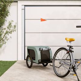 Dog Bike Trailer Grey and Black Oxford Fabric and Iron