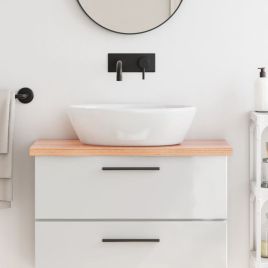 Bathroom Countertop Light Brown 80x40x4cm Treated Solid Wood