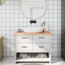 Bathroom Countertop Light Brown 100x40x4cm Treated Solid Wood