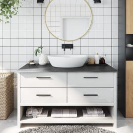 Bathroom Countertop Dark Grey 100x60x2cm Treated Solid Wood