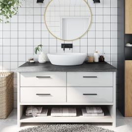 Bathroom Countertop Dark Grey 100x60x6cm Treated Solid Wood
