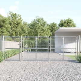 Mesh Garden Gate Silver 400x175 cm Galvanised Steel