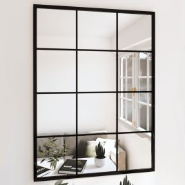 Wall Mirrors 2 Pcs Black 80x60cm Metal