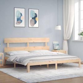 Bed Frame with Headboard 200x200 cm Solid Wood
