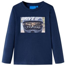 Kids' T-shirt with Long Sleeves Navy Melange 116