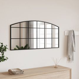Wall Mirror Black 100x50cm Arch Iron
