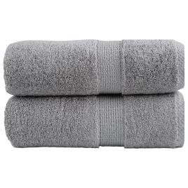 SOLMERE Premium Guest Towels 2Pieces Grey 30x50cm 600gsm