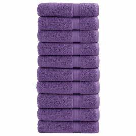 SOLMERE Premium Hand Towels 10 Pieces Purple 50x100 cm 600 gsm
