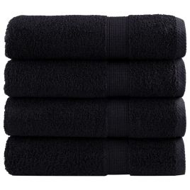 SOLMERE Premium Hand Towels 4 Pieces Black 50x100 cm 600 gsm