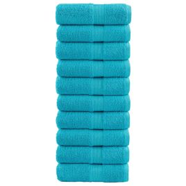 SOLMERE Premium Guest Towels 10 Pieces Turquoise 30x50 cm 600 gsm