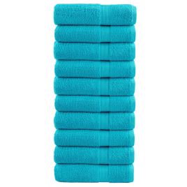 SOLMERE Premium Hand Towels 10 Pieces Turquoise 50x100 cm 600 gsm