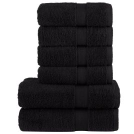 SOLMERE 6 Piece Premium Towel Set Black 600 gsm