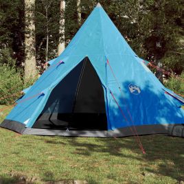 Camping Tent 4 Persons Blue 367x367x259 cm 185T Taffeta