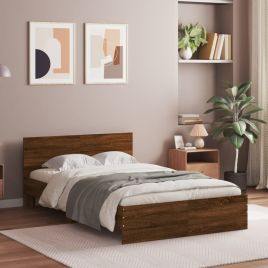 Bed Frame with Headboard Brown Oak 120x190 cm Small Double