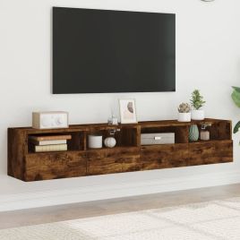 TV Wall Cabinets 2 Pieces Smoked Oak 80x30x30 cm Engineered Wood