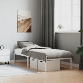 Metal Bed Frame White 75x190 cm Small Single