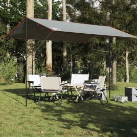 Camping Tarp Grey and Orange 400x294 cm Waterproof - vid-94663