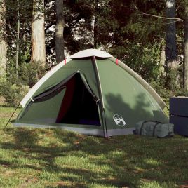 Camping Tent Dome 2-Person Green Waterproof - vid-94759