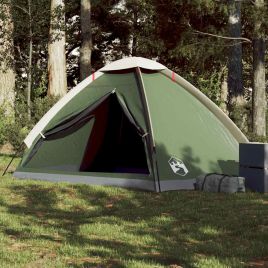 Camping Tent Dome 4-Person Green Waterproof - vid-94762