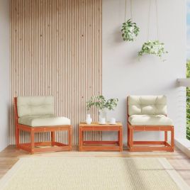 Garden Sofas with Cushions 2pcs Wax Brown Solid Wood Pine