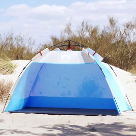 Beach Tent 2-Person Azure Blue Quick Release Waterproof - vid-4005293