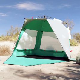 Beach Tent 3-Person Sea Green Quick Release Waterproof - vid-4005312