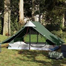 Camping Tent 2-Person Green Waterproof - vid-4009434