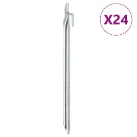 Tent Pegs 24 pcs V-shaped 29.5 cm 20 mm Galvanised Steel