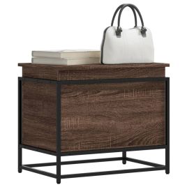 Storage Box with Lid Brown Oak 60x40x51.5 cm Engineered Wood