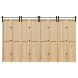Sliding Door Hardware Kit 366 cm Steel Black