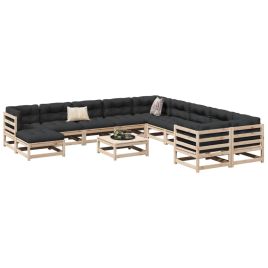 12 Piece Garden Sofa Set Solid Wood Pine