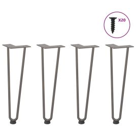 Hairpin Table Legs 4 pcs Natural Steel 42 cm Solid Steel