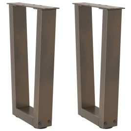 Dining Table Legs V-Shape 2 pcs Natural Steel 38x(42-43.3) cm Steel