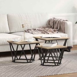 Side Tables 3 pcs Sonoma Oak Engineered Wood