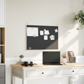 Chalkboard with Solid Pine Wood Frame Black 80x55 cm